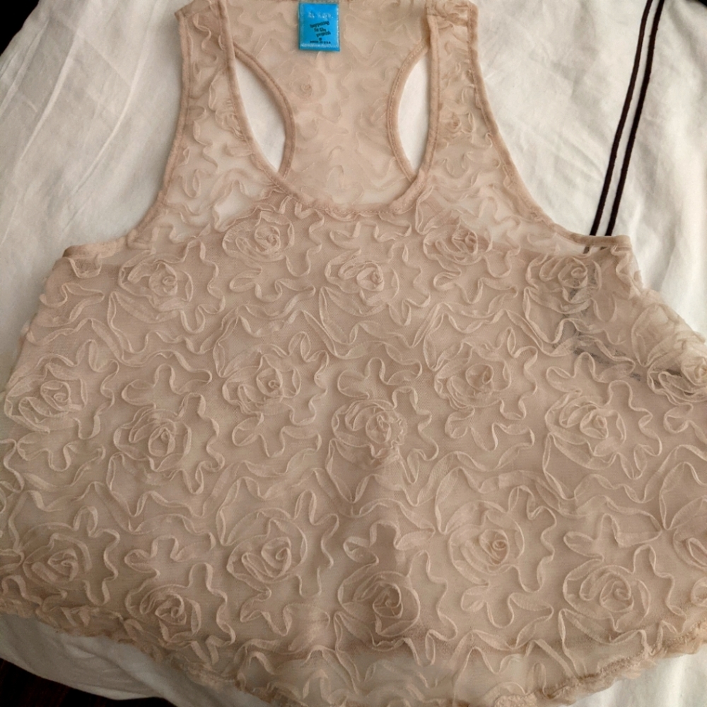 Shear Blouse w/ Lace Designs